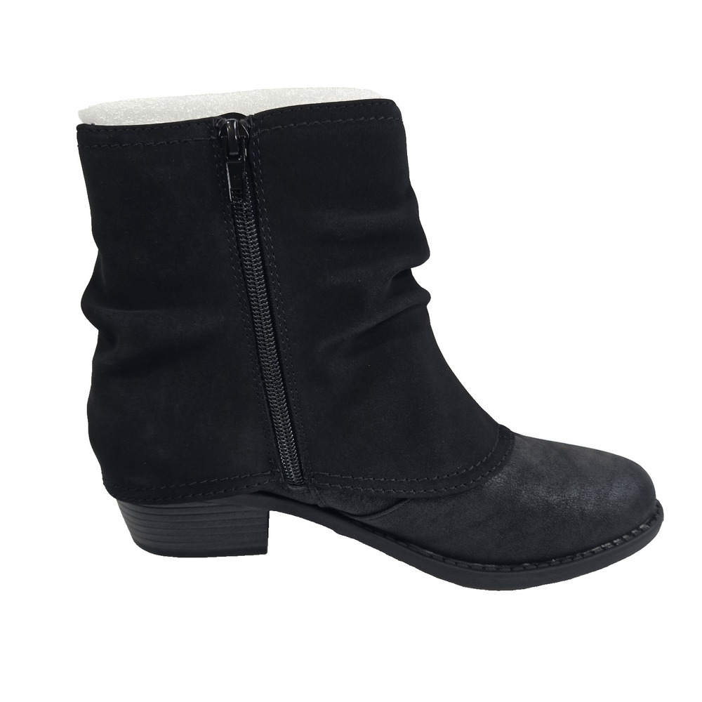 Easy Street Kudos Ankle Boot Black Lamey Size 7N Slouch Block Heel Zip